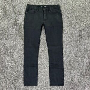 John Varvatos Black Slim Fit Straight Leg Black Denim Jeans Mens 32 Button Fly